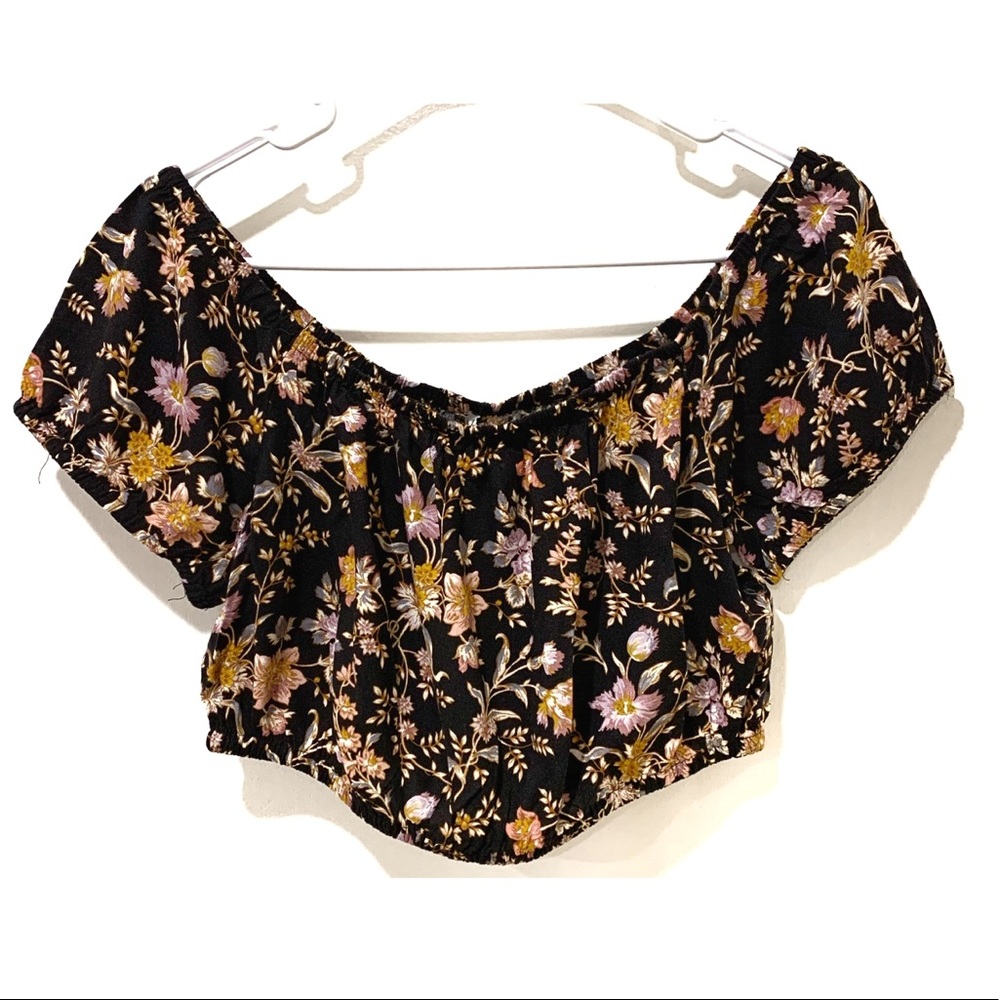 American Eagle Floral Crop Top Off the shoulder